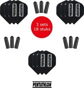Darts Set - 9 stuks Pentathlon - darts flights - super stevig - zwart - dartflights - dart flights - inclusief 9 stuks - flight protectors