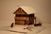 Bouwplaat huisje - karton - met extra dikke lijmranden - 1:40 - inclusief sneeuw - bouwplaat kerst