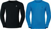 Odlo Shirt L/S Crew Neck Active Warm 2 Pack Heren Thermoshirt - Black/Blue Jewel - Maat XL