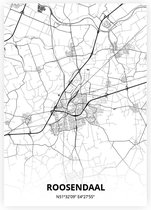 Roosendaal plattegrond - A3 poster - Zwart witte stijl
