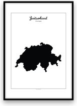 Zwitserland landposter - Zwart-wit