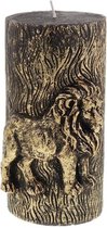 Goud-zwarte Luxe Leeuwen kaars - 9 x 8 x 15 cm - dieren - 48 uur - luxe gift-packaging