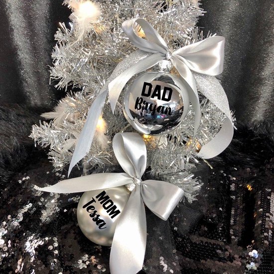 Persoonlijk schildpad Pat Kerstbal zilver Dad & Mom met naam |Cadeau voor kerstmis setje kerstballen  met Dad &... | bol.com