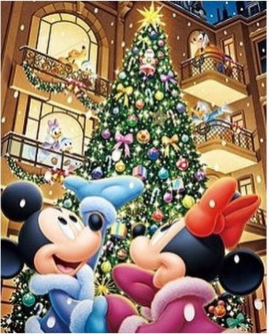 Mickey & Mini Christmas Tree | Full Diamond Painting 40x60cm rond. | bol