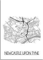 DesignClaud Newcastle upon Tyne Plattegrond poster A3 + Fotolijst zwart