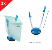 Qwality Zip Lock Zakjes Houder 3 PACK – Bag Holder – Houdt je zakjes open tijdens het vullen - Baggy Rack - Uitschuifbaar - Blauw/ Transparant