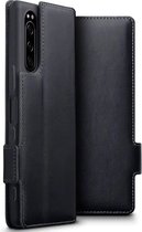 Sony Xperia 5 hoesje - MobyDefend slim-fit echt leren bookcase - Zwart - GSM Hoesje - Telefoonhoesje Geschikt Voor: Sony Xperia 5