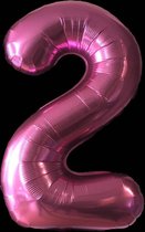 Ballon – Folie ballonnen cijfers – Verjaardags ballon – Cijfer 2 – Roze - 97cm – 1 stuk
