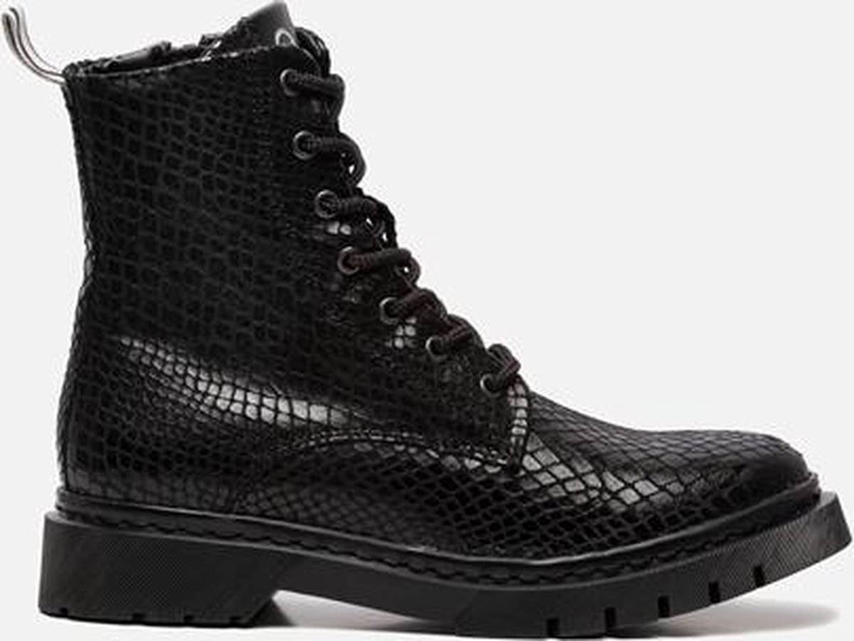 Tamaris Veterboots zwart slangenprint - Maat 36 | bol.com