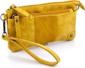 Handige portemonnee - tasje oker geel met voorvak