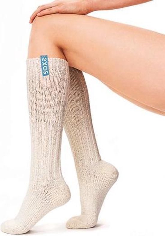 SOXS® Lange Sokken Wit –Wollen Sokken Dames – Maat 37/41 – Gebroken Wit