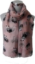 Roze sjaal met Panda print - 190cm x 80cm - Zachte lange sjaal