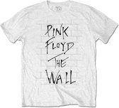 Pink Floyd Heren Tshirt -M- The Wall & Logo Wit