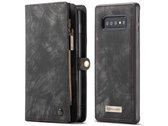 Samsung Galaxy S10 Bookcase hoesje - CaseMe - Effen Zwart - Leer - Portemonnee met 11 Vakjes voor Pasjes en Ritsvak