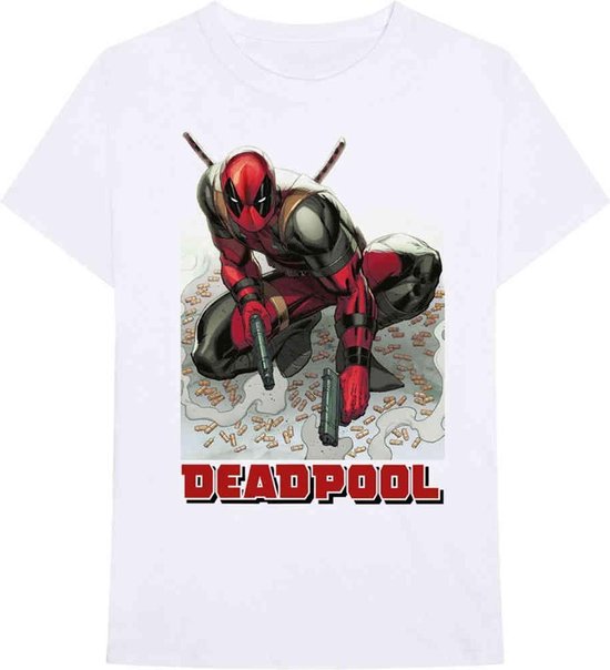 Marvel Deadpool Heren Tshirt Deadpool Bullet Wit