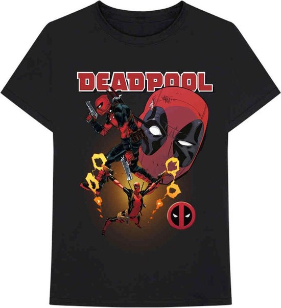 Marvel Deadpool Heren Tshirt -S- Deadpool Collage 2 Zwart