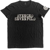 Avenged Sevenfold Heren Tshirt -S- Logo & Death Bat Zwart