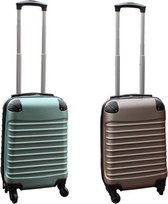Travelerz kofferset 2 delig ABS handbagage koffers - met cijferslot - 27 liter - groen - goud