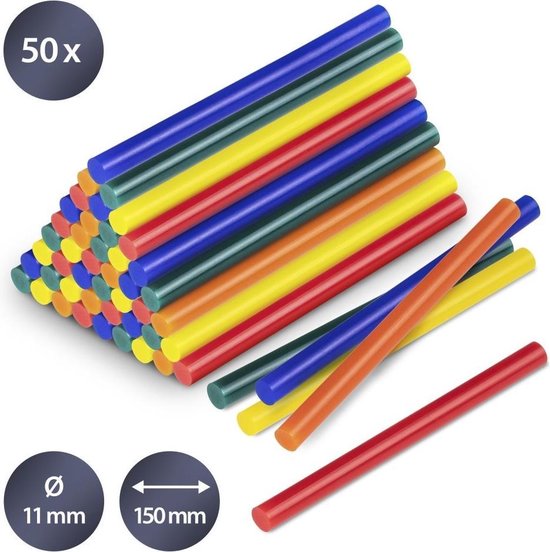 TROTEC Lijmsticks-set gekleurd, 50 stuks (Ø 11 mm) | bol.com