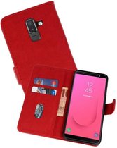 Booktype Telefoonhoesjes - Bookcase Hoesje - Wallet Case -  Geschikt voor Samsung Galaxy J8 - Rood