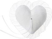 Ring pillow Heart, wit, 13x13cm/ ringkussen