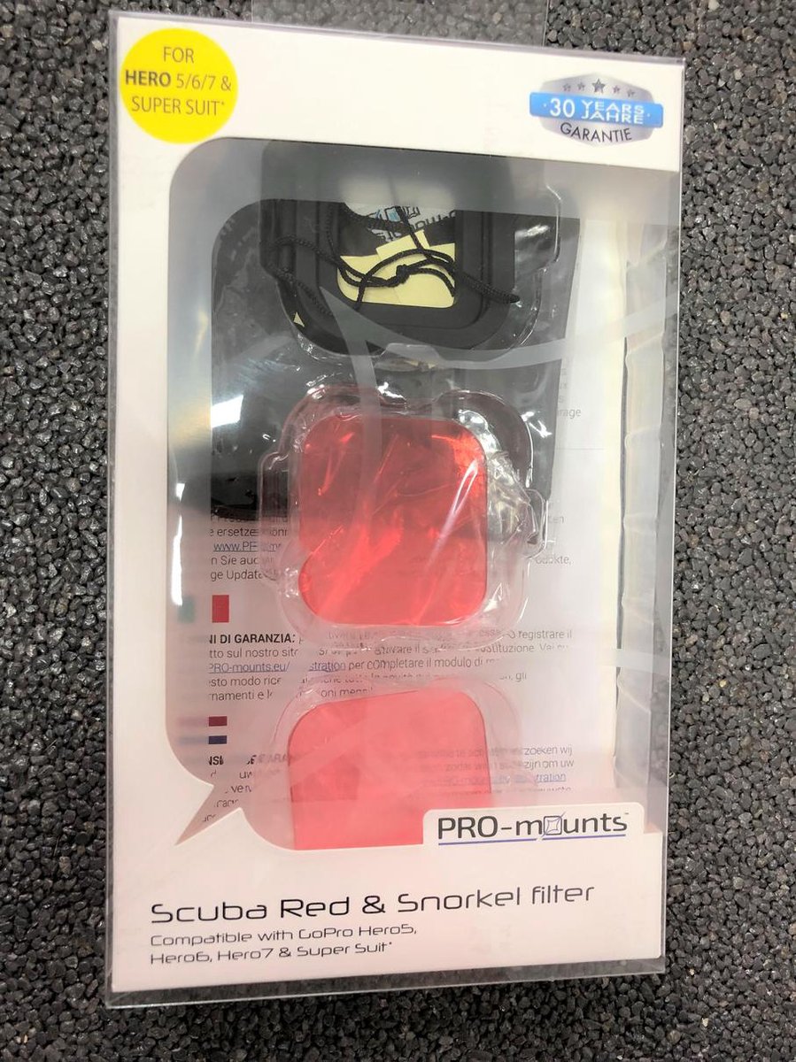 PRO-mounts Red & Snorkel filter voor GoPro Hero5, 6, 7 & SuperSuit