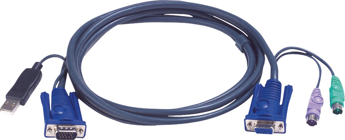 Aten - Aten 2L-5503UP Kvm Kabel Vga Female 15-pins / 2x Ps/2-connector - Vga Male / Usb A Male 3.0 M - 30 Dagen Niet Goed Geld Terug