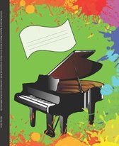 Colorful Rainbow Splatter Musical Piano Cover Blank Composition Wide-ruled blank line School Notebooks