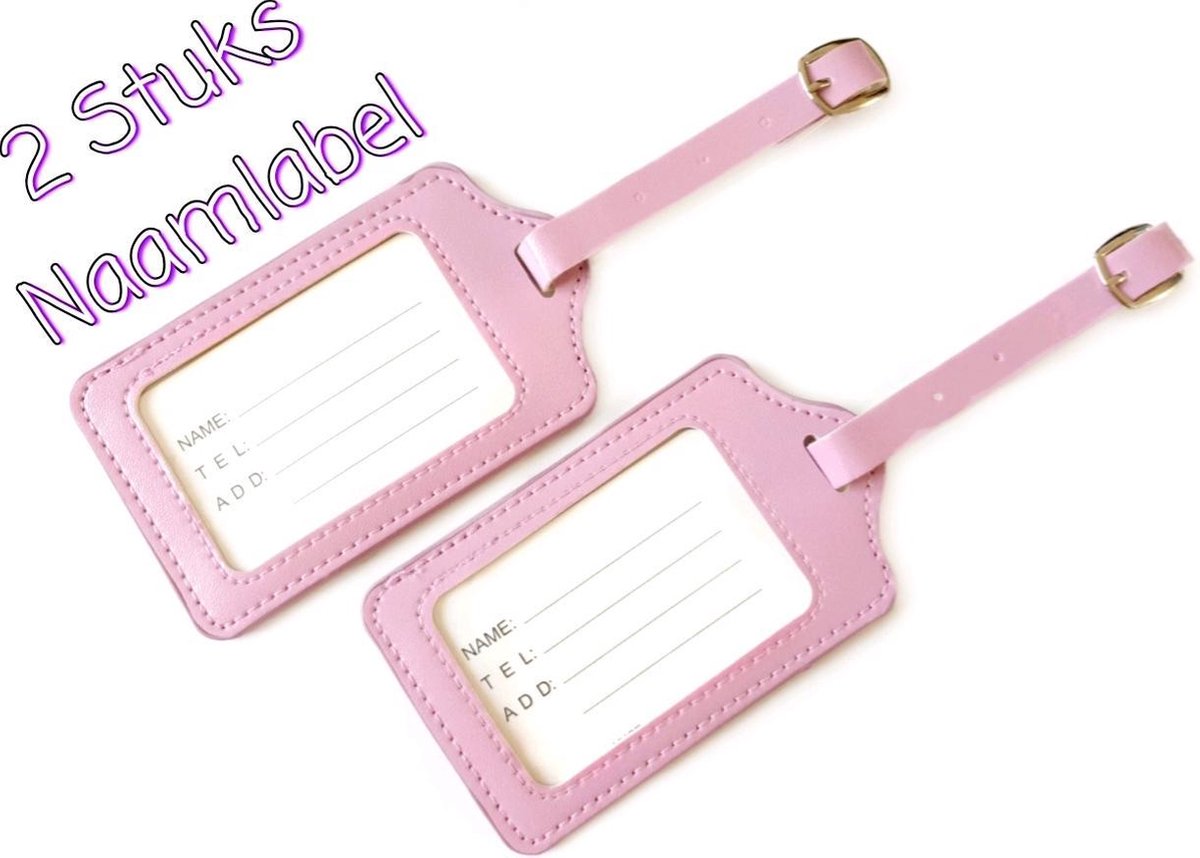 kofferlabels 12 x 7 cm Roze 2 stuks