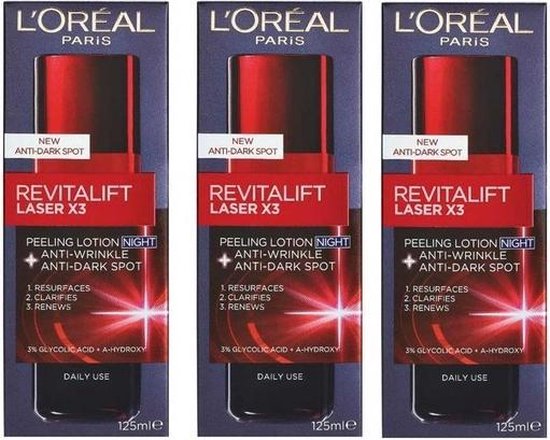 L'Oreal Revitalift Laser Renew Peeling Lotion Night - 3 x125ml  Voordeelverpakking | bol.com