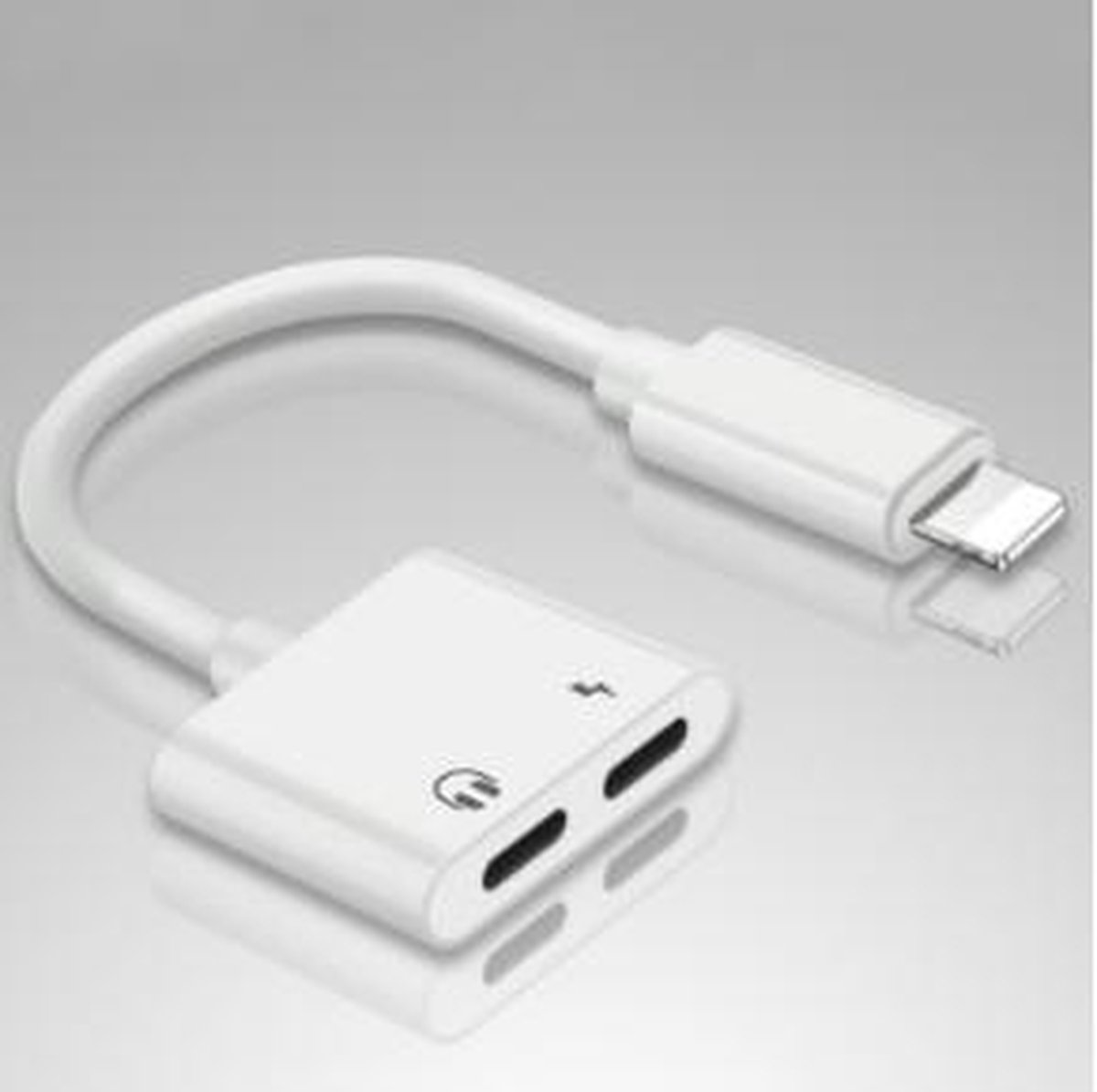 kwaadheid de vrije loop geven Prijs Vloeibaar Witte Kabel Adapter Splitter Lightning Voor De iPhone 7 / 8 / X | bol.com