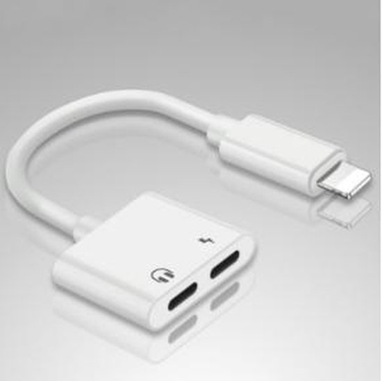 Hijsen Uiterlijk hersenen Witte Kabel Adapter Splitter Lightning Voor De iPhone 7 / 8 / X | bol.com