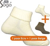 Eureka zachte merino wollen sokken S9 - 2x1 Pack  - 1 ecru, 1 beige - maat 39-42