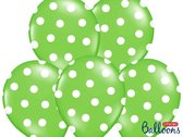 Partydeco - Ballonnen lime dots wit 50 stuks