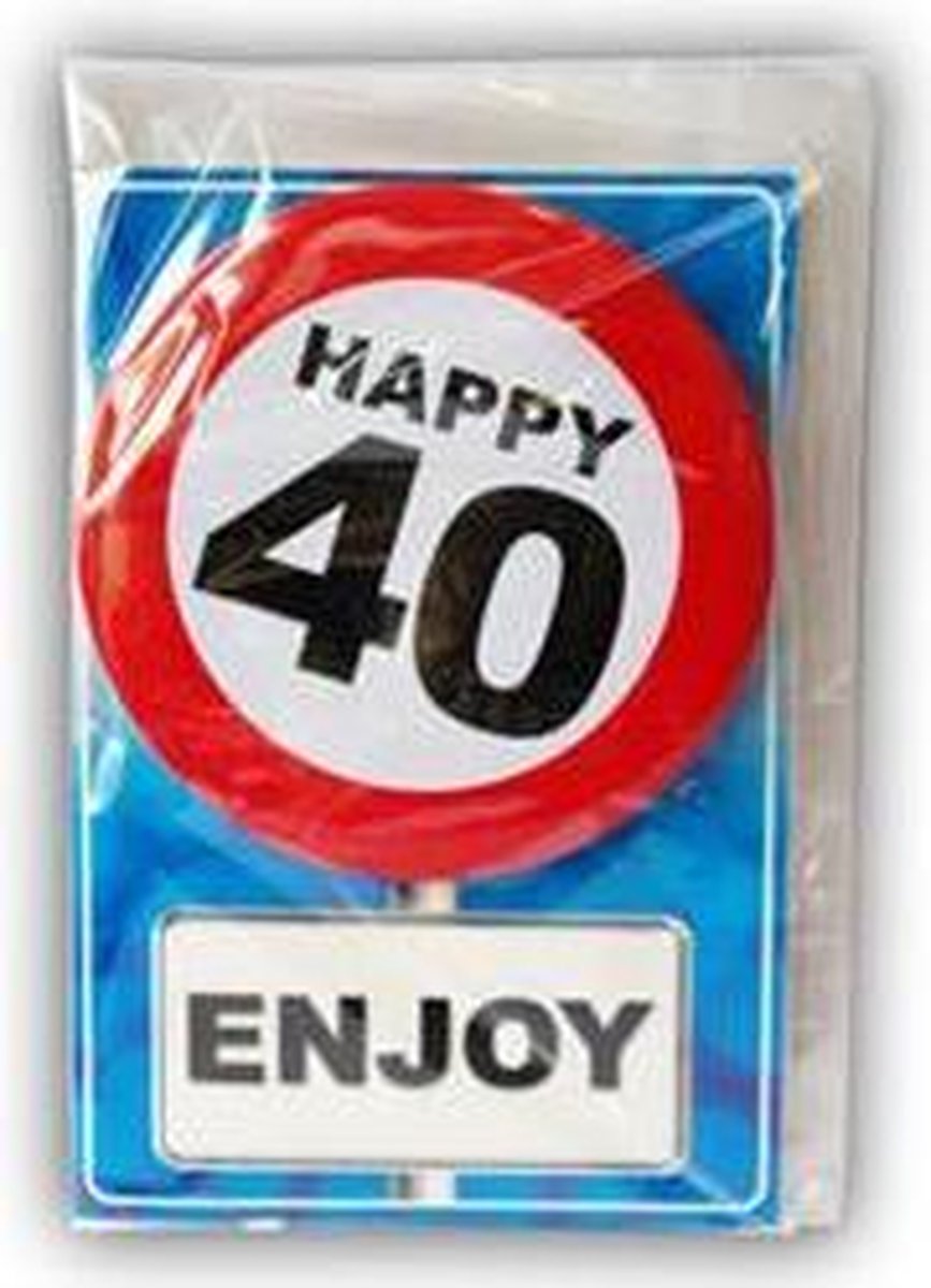 Verjaardagskaart met button 40 jaar