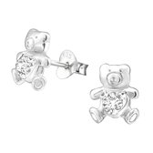 Joy|S - Zilveren beer oorbellen 8 mm kristal