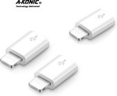 A-Konic© set van 3 micro USB naar lightning adapter | Micro-usb to 8 pin converter | oplader | geschikt voor Apple Iphone / Ipad Pro