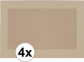 4x Placemats beige/bruin geweven/gevlochten met rand 45 x 30 cm - Bruine placemats/onderleggers tafeldecoratie - Tafel dekken