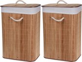 2x Bruine bamboe wasmanden 60 liter - Wasmanden/wasgoedmanden - Huishoudelijke producten/artikelen - Huishouden