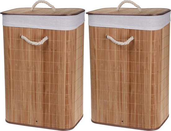 spleet Nadeel maandelijks 2x Bruine bamboe wasmanden 60 liter - Wasmanden/wasgoedmanden -  Huishoudelijke... | bol.com