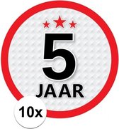 10x 5 Jaar leeftijd stickers rond 15 cm - 5 jaar verjaardag/jubileum versiering 10 stuks