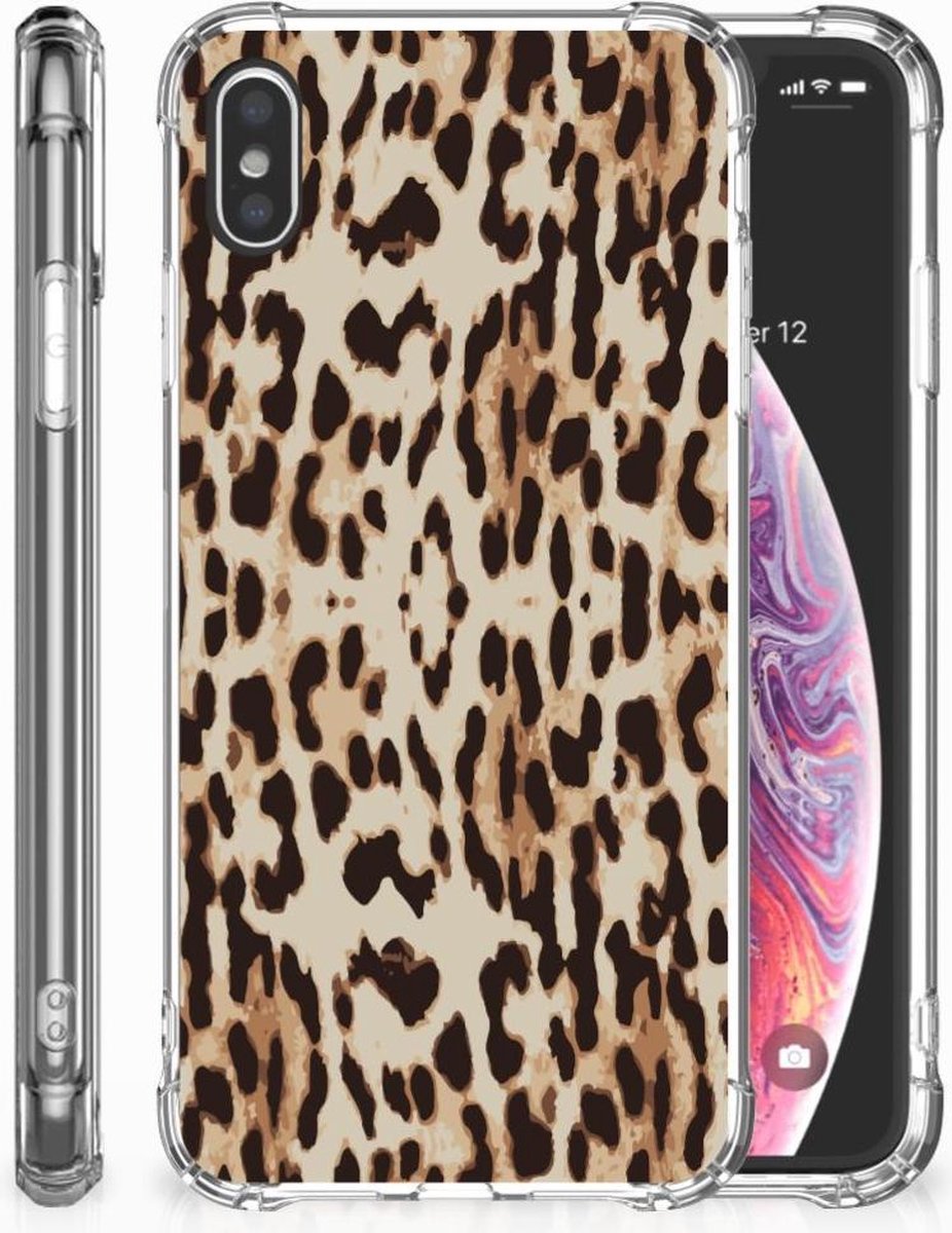 Back Cover voor Apple iPhone Xs Max Case Anti-shock Leopard