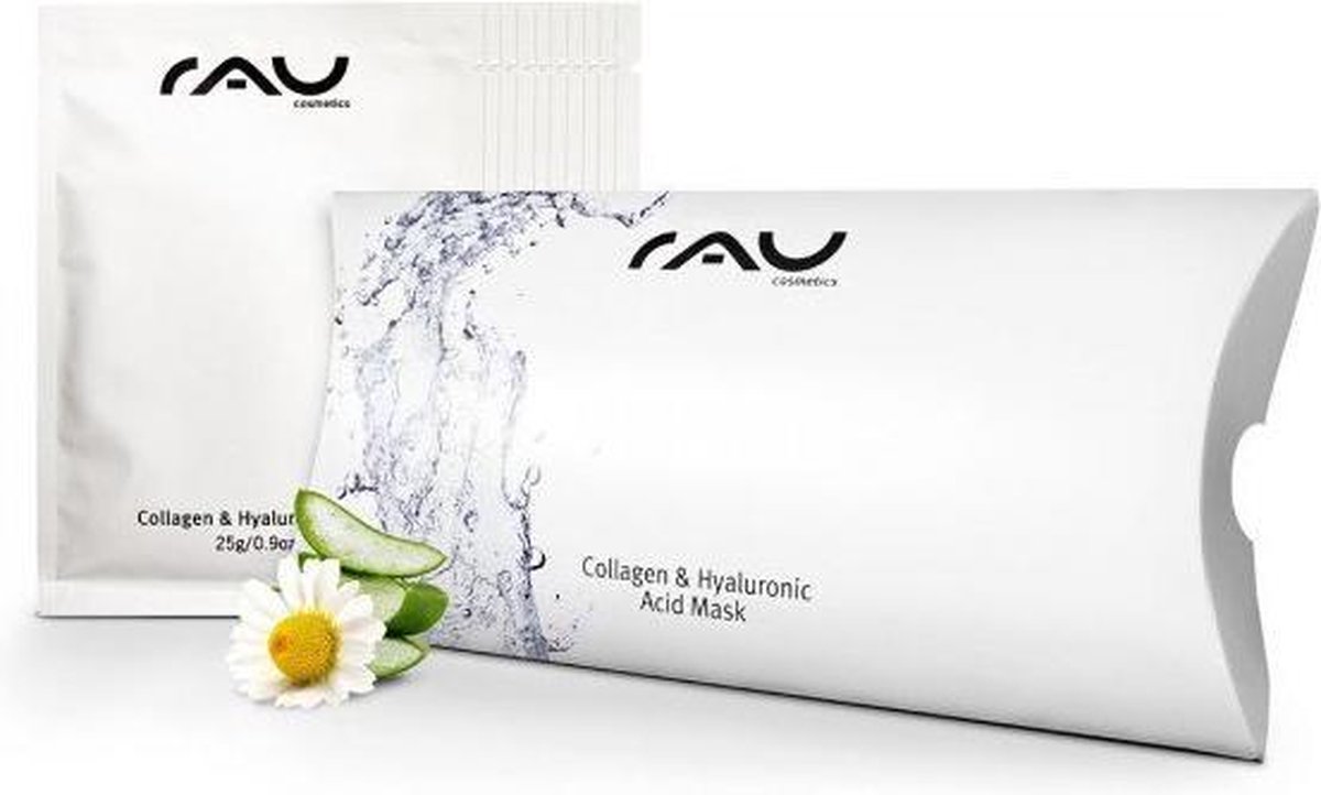 RAU Collagen & Hyaluronic Acid Mask - tien hydraterende vliesmaskers -anti-age - sheetmasker