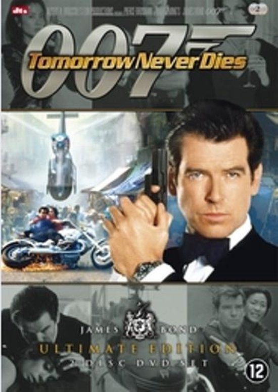 DVD-hoes "Tomorrow Never Dies" met Pierce Brosnan als James Bond, met actiescènes.