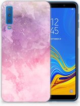 Geschikt voor Samsung A7 (2018) hoesje Design Pink Purple Paint
