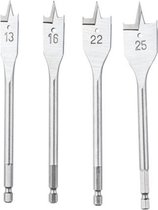 Vlinderborenset 4-delig - carbon staal - 13, 16, 22, 25mm x 150mm