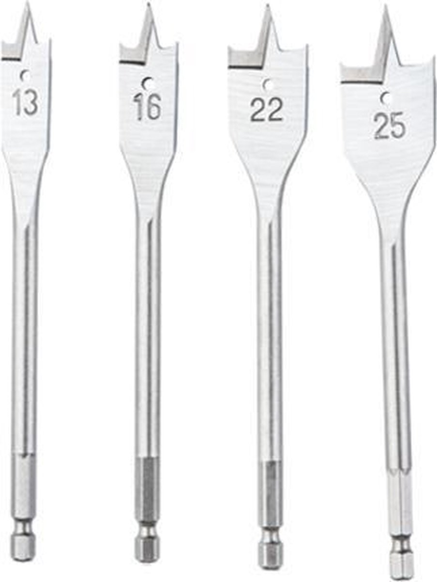 Vlinderborenset 4-delig - carbon staal - 13, 16, 22, 25mm x 150mm