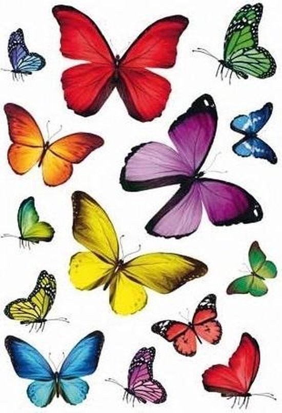126x Vlinders dieren stickers - kinderstickers - stickervellen - knutselspullen