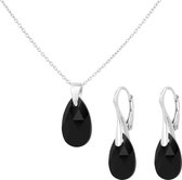 ARLIZI 1608 Sieraden Set Ketting Oorbellen Swarovski Kristal Druppel Zwart - Sterling Zilver