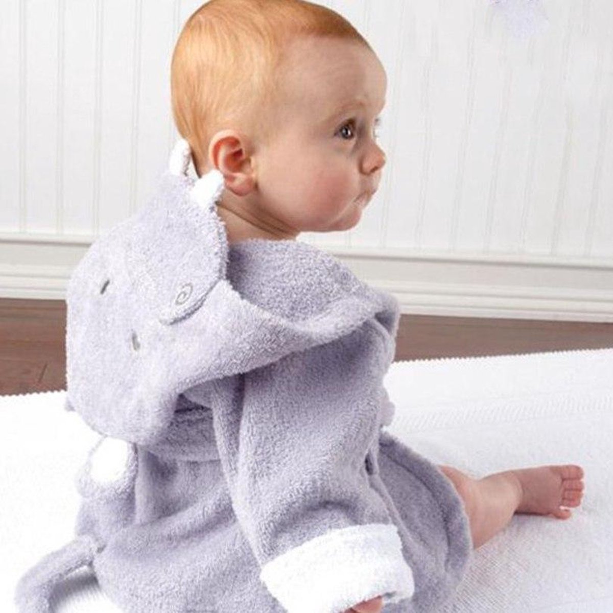 Baby badjas - Komfor - Nijlpaard - Inclusief gratis baby borstel & kam